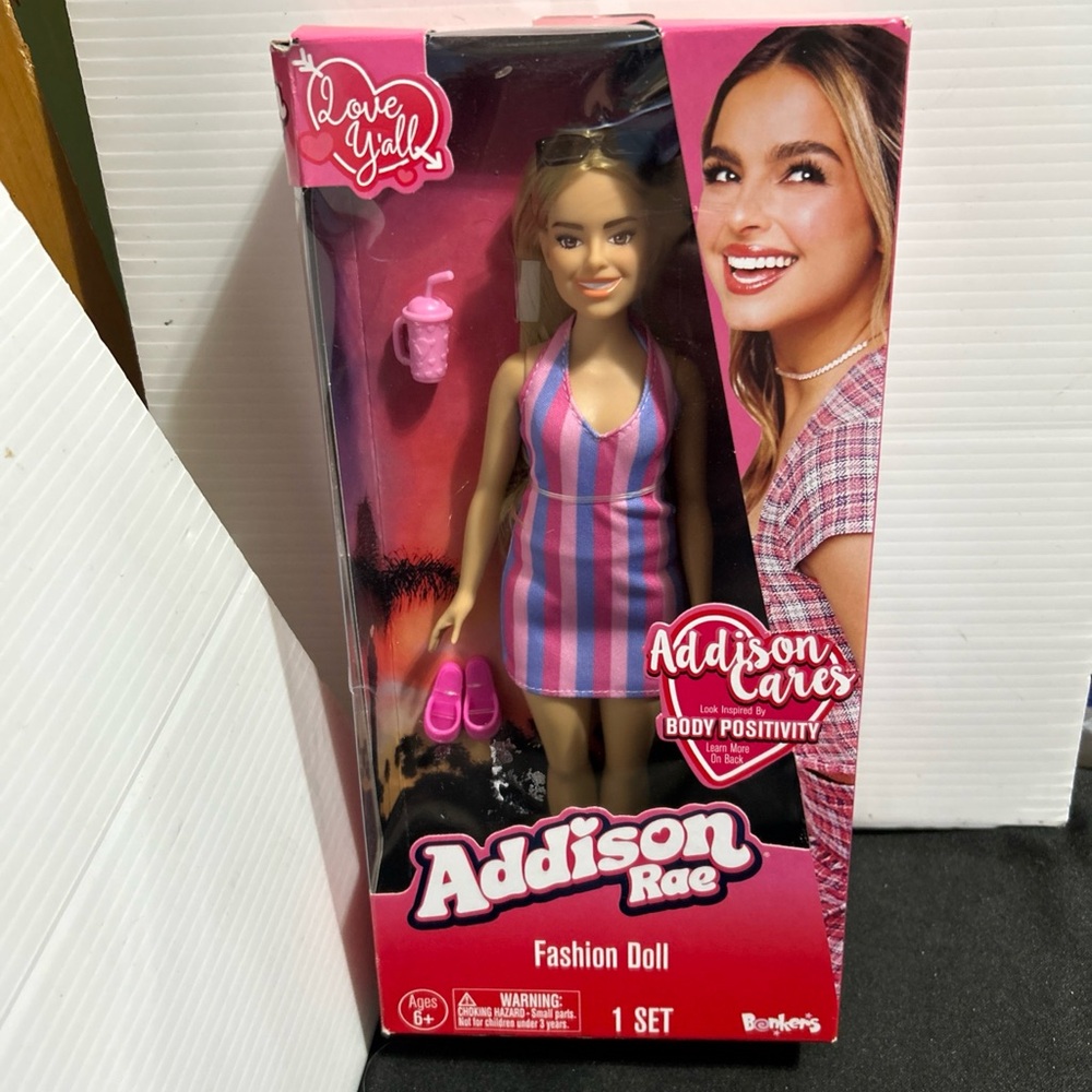Addison Rae Pink and Blue Striped Fashion Doll - Addison Rae Brand